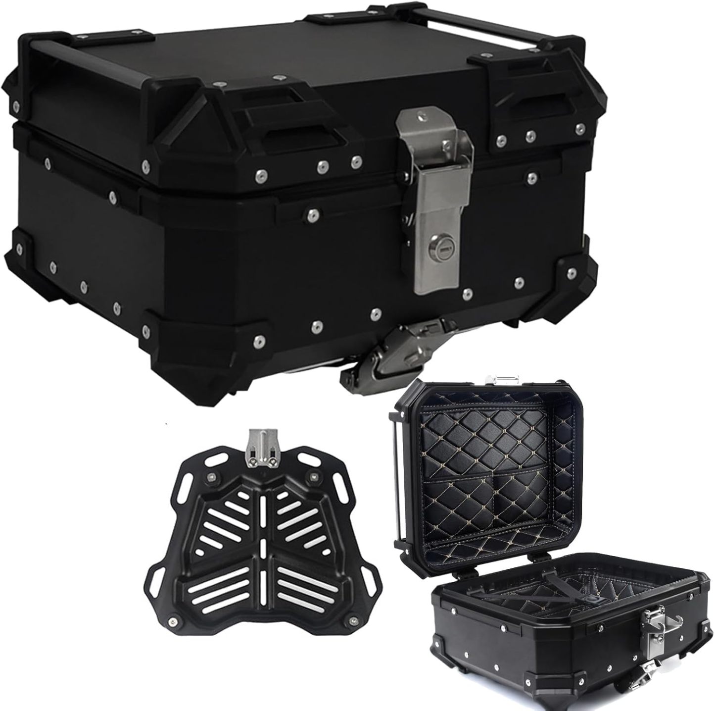 LWCHUANG - Caja superior para motocicleta, caja trasera de aleación de aluminio de 28 L, caja superior impermeable para motocicleta con bloqueo de seguridad y herramientas de instalación, adecuada
