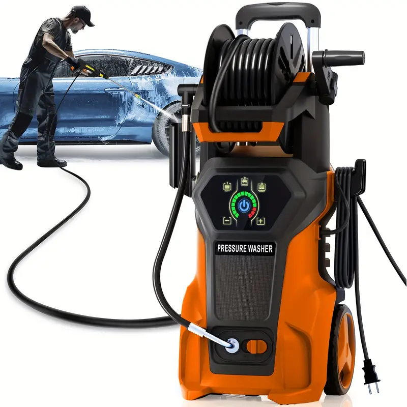 Lavadora de Alta Presión Eléctrica 4800 PSI 3.2 GPM con 4 Puntas Diferentes, Máquina de Limpieza de Alta Potencia de 1800W para Coches, Patios y Limpieza de Pisos