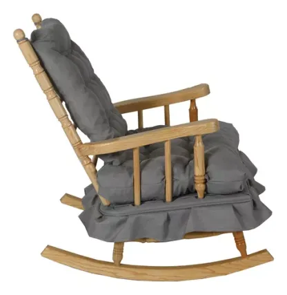 Silla Mecedora Sillon De Madera Maternidad Lactancia Moderna Color Gris