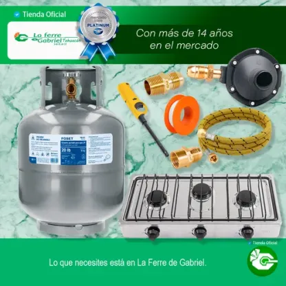 Kit Parrilla 3 Quedamores C/ Tanque Gas 9kg Y Instalacion Gris