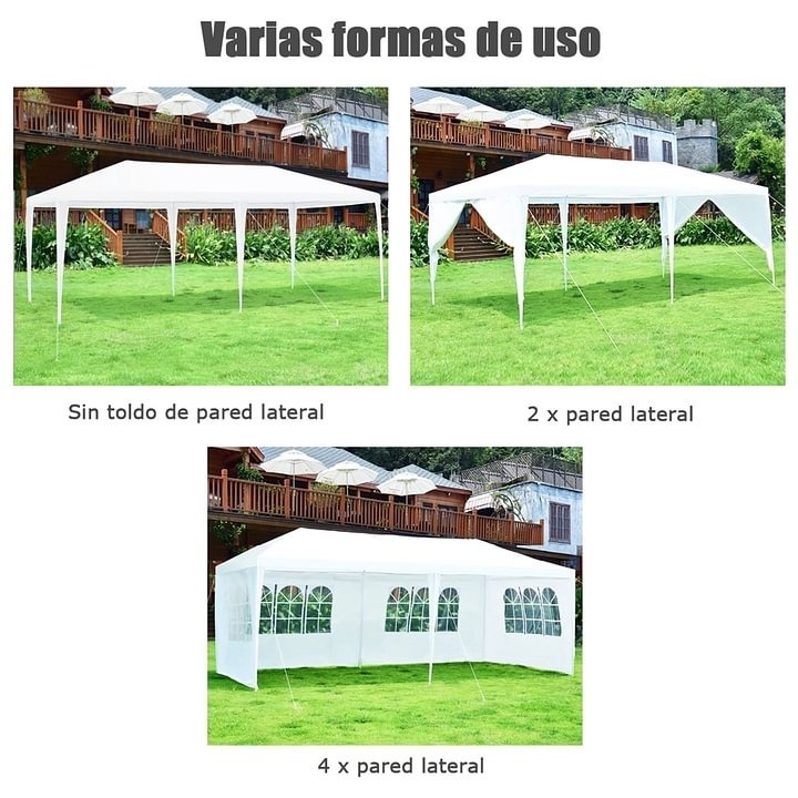 Costway Carpa de Exterior Entoldado para Bodas Portátil con 4 Paredes Removibles Glorieta para Eventos Refugio Patio Blanco 6 x 3 x 2,5 m Costway Modern