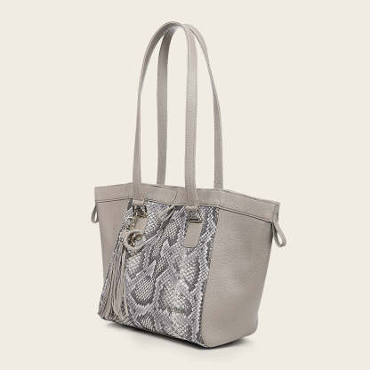 Bolso tote en piel genuina de pitón para dama