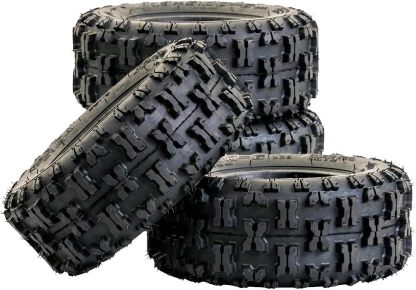 AlveyTech - Neumático de 13 x 5.00-6 con banda de rodadura Knobby Q129 para ATV, Go-Kart y Dune Buggy (juego de 4) - Neumáticos sin cámara de repuesto para quad, 4 ruedas y mini bicicletas como