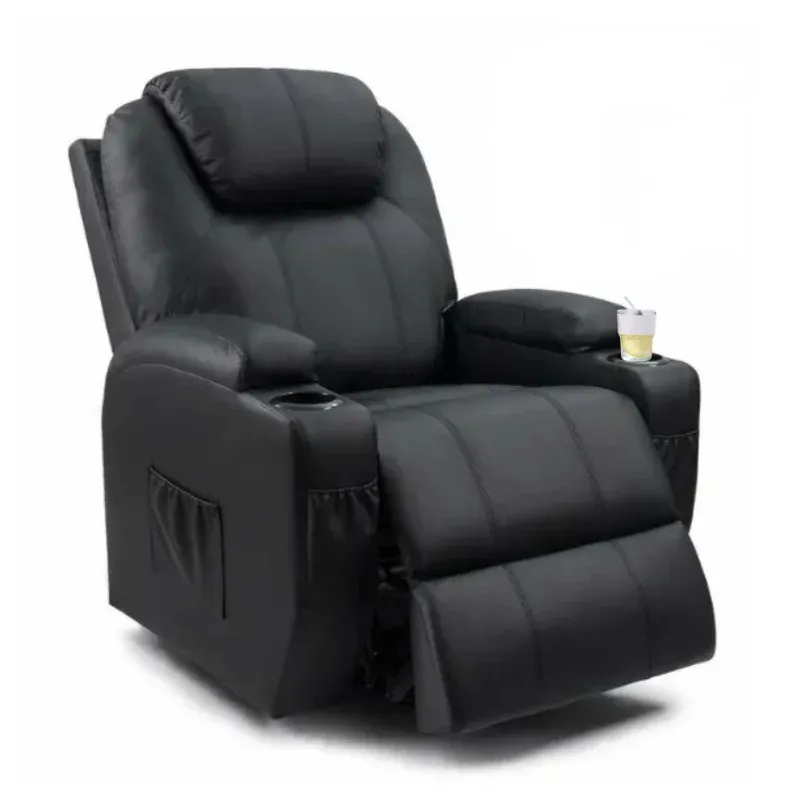 Silla reclinable de piel sintética con función de masaje y calefacción-taza