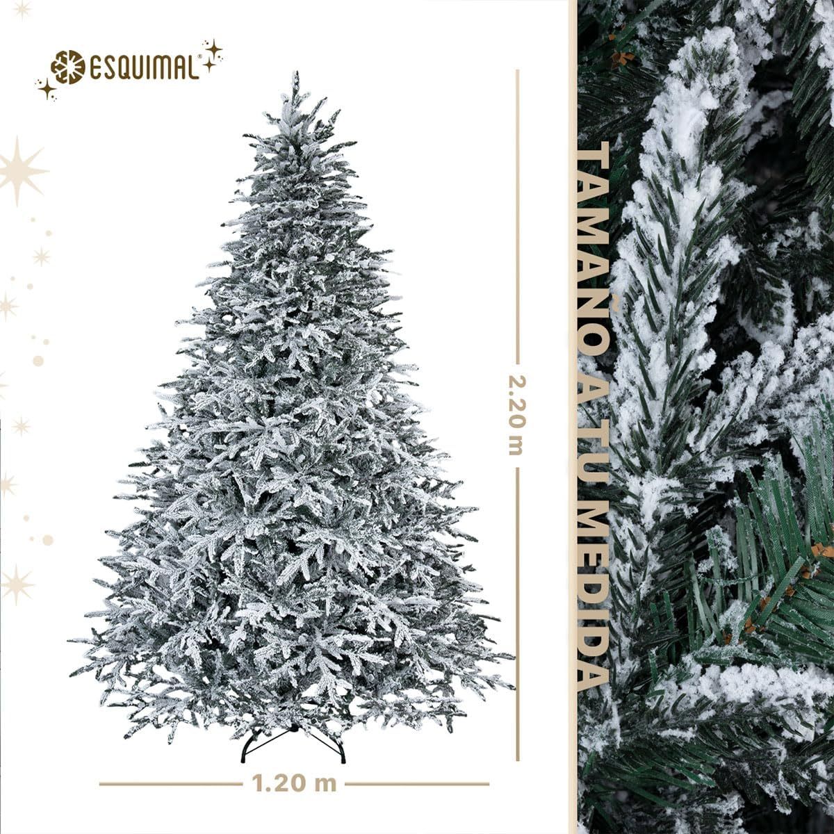 ESQUIMAL Árbol de Navidad Escarchado Ramas PVC y PE, Cedro del Himalaya Frondoso (Verde Nevado, 1.8 m)