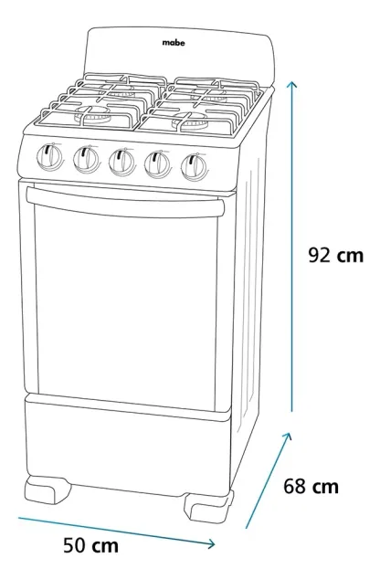 Estufa Mabe Em5032baps1 A Gas 4 Quemadores Plateada 120v Puerta Con Visor