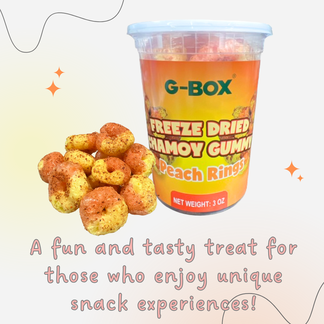 G-BOX FREEZE DRIED GUMMY PEACH RINGS (CHAMOY FLAVOR)-G-BOX