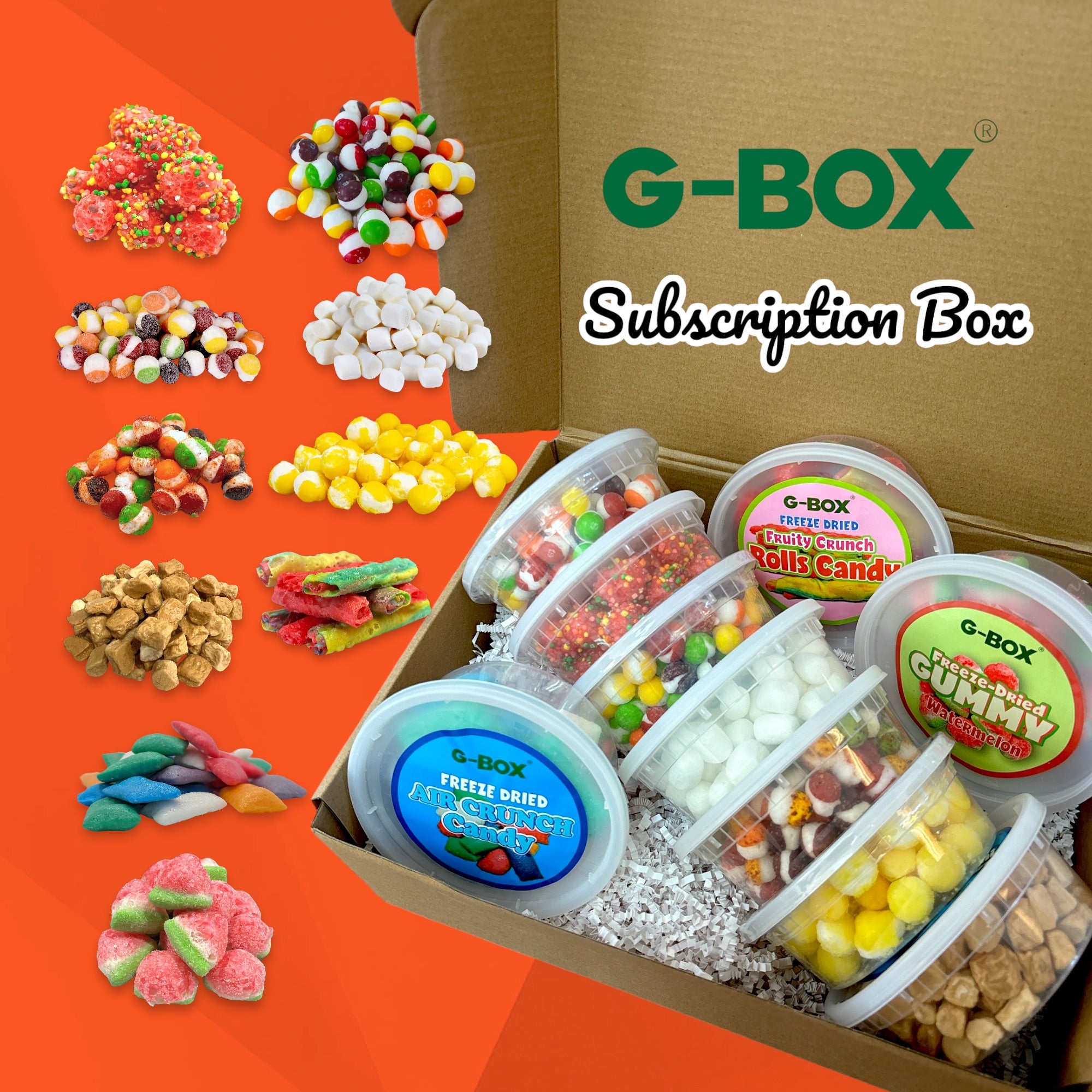 G-BOX Freeze Dried Candy Monthly Subscription Box - 10 Containers