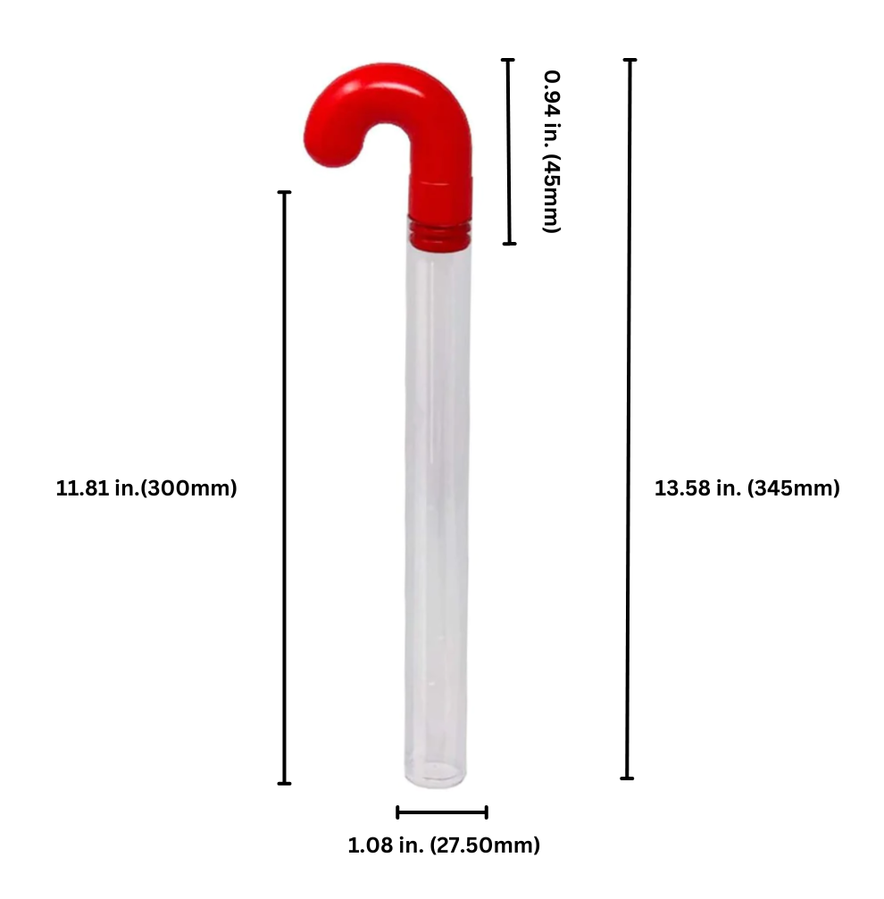 Empty Clear Plastic Holiday Candy Cane Tubes with Red Topper With Stickers-G-BOX