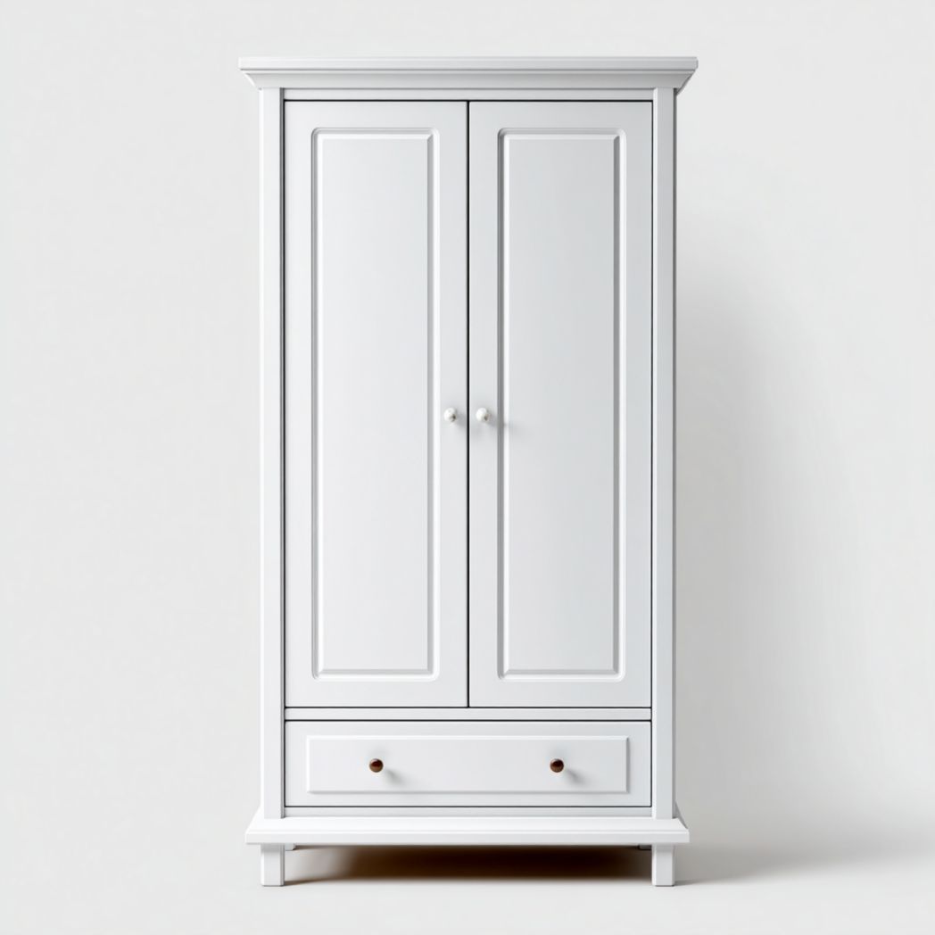 Dwudrzwiowa szafa z szufladą, biały kolor-Provider Home