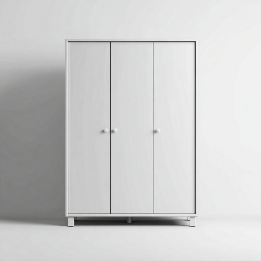 Szafa trzydrzwiowa biała z uchwytami drewnianymi-Provider Home