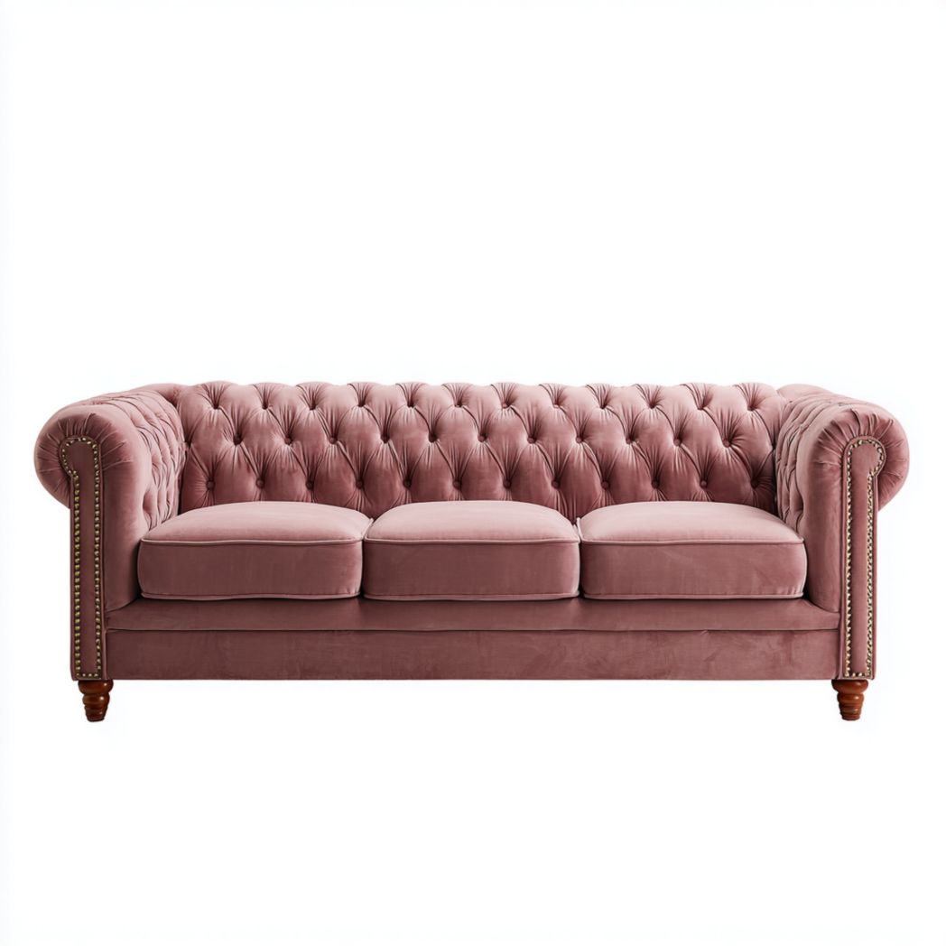 Sofa trzyosobowa z tkaniny różowej-Provider Home