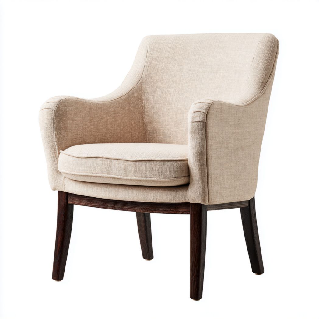 Fotel tapicerowany beżowy z drewnianymi nogami-Provider Home