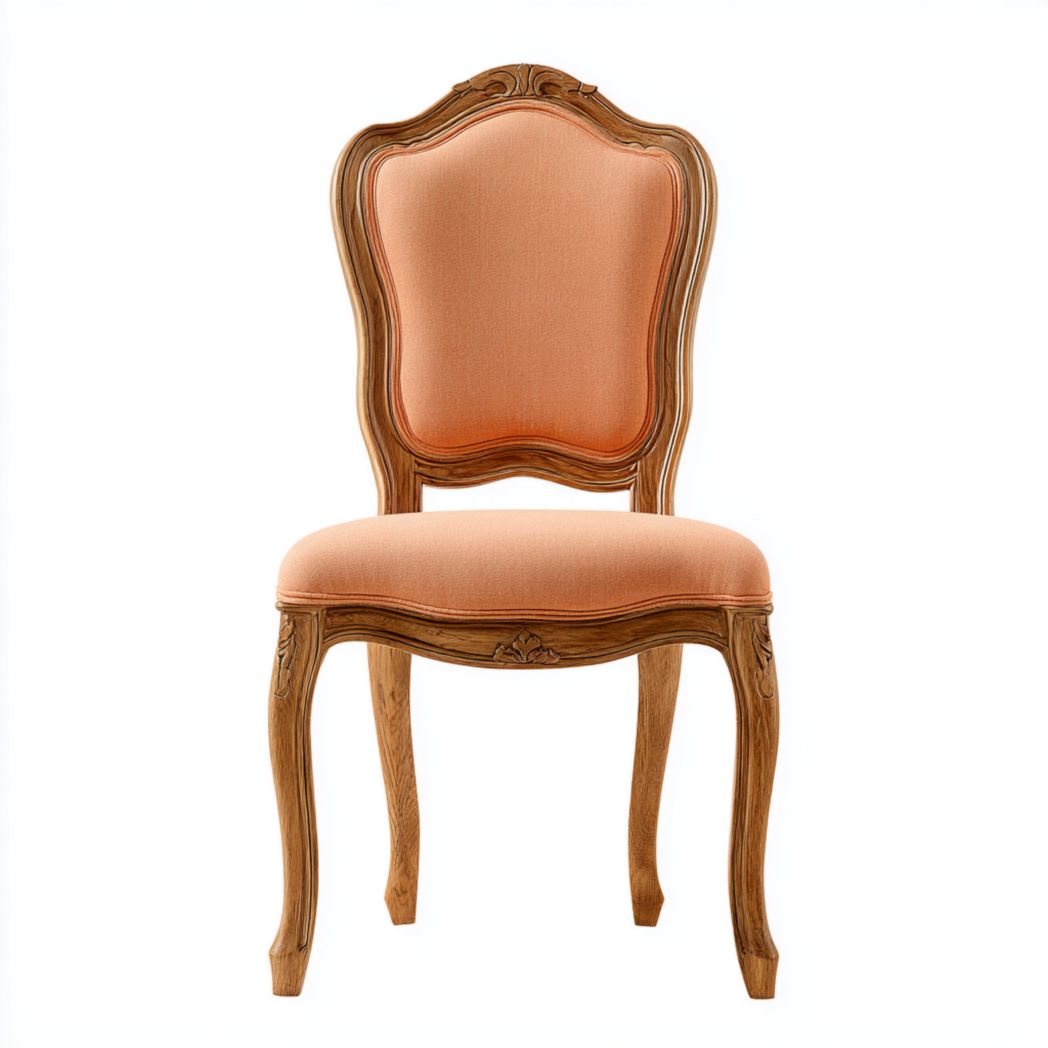 Krzesło z litego drewna dębowego tapicerowane tkaniną poliestrową z rzeźbionym oparciem-Provider Home