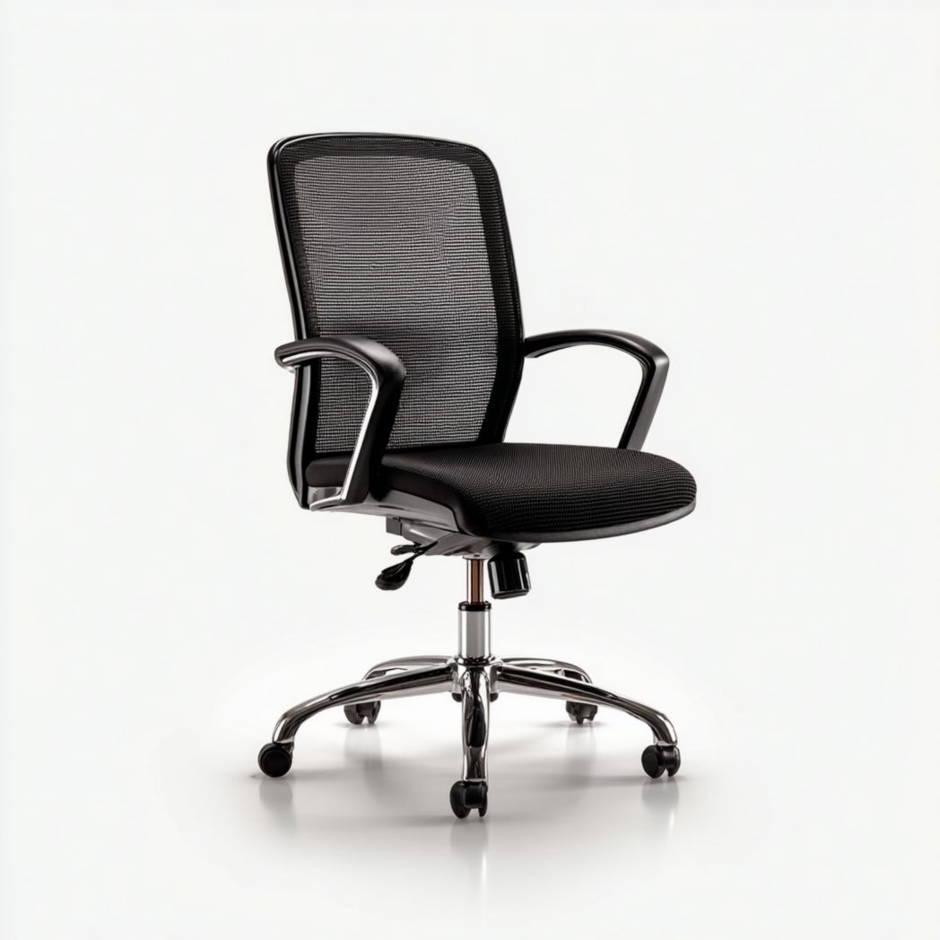 Obrotowe krzesło biurowe z siatką i podłokietnikami czarne-South East