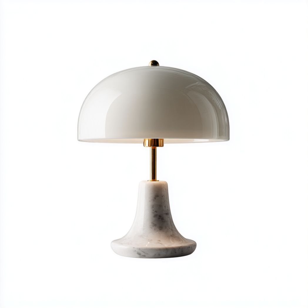 Lampa stołowa z białego marmuru z akrylowym kloszem E27-South East