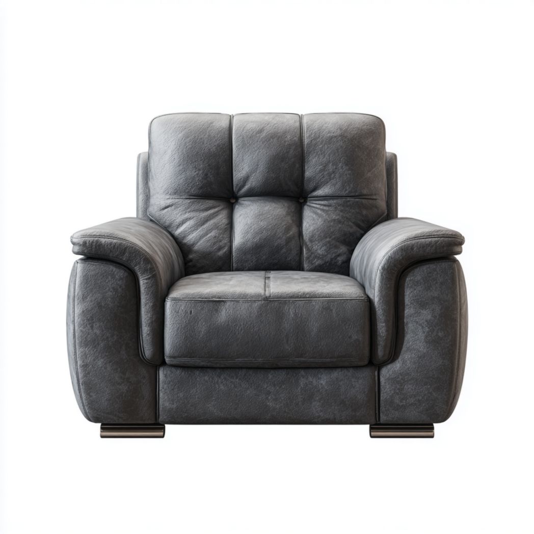 Fotel tapicerowany ciemnoszary z metalowymi nogami-South East