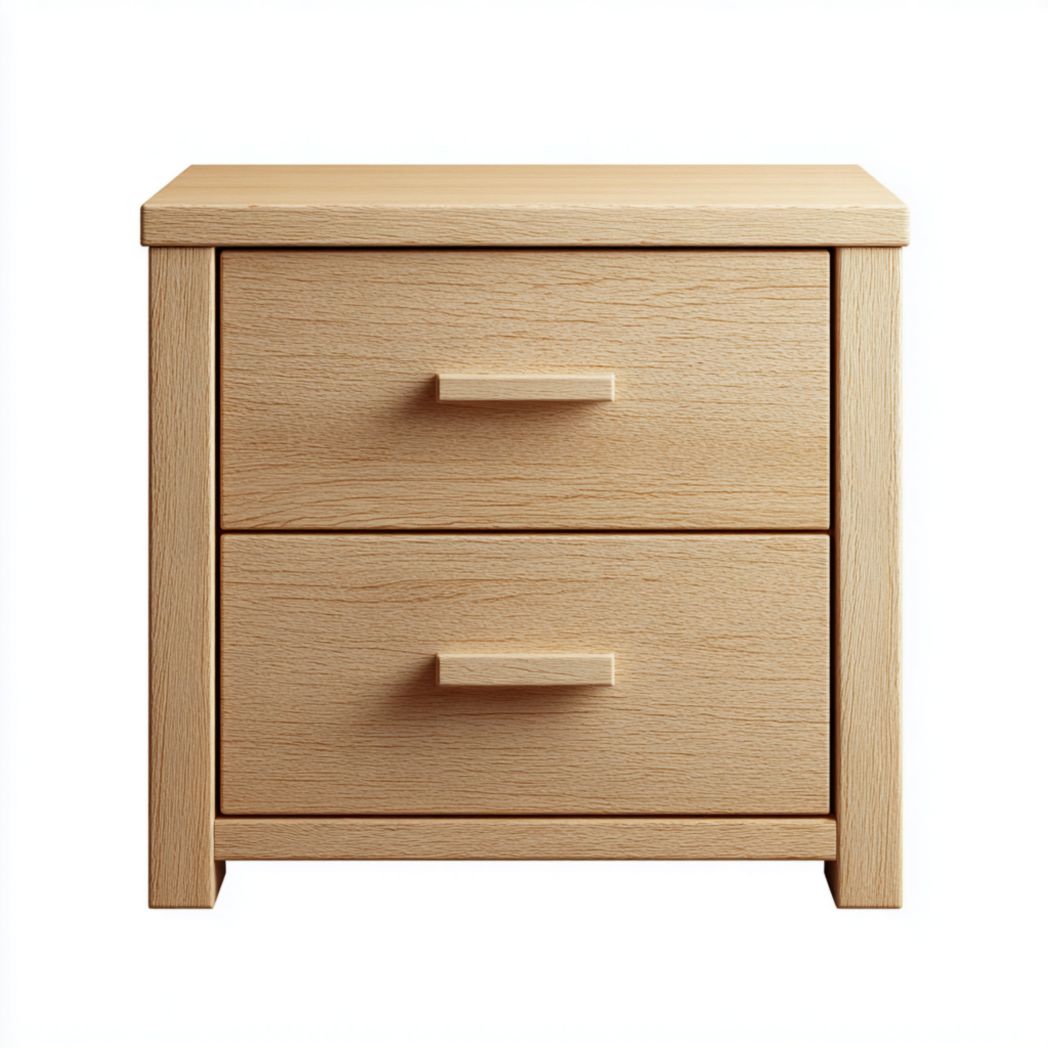 Szafka nocna z drewna sosnowego z 2 szufladami i drewnianymi uchwytami-Allwood Home