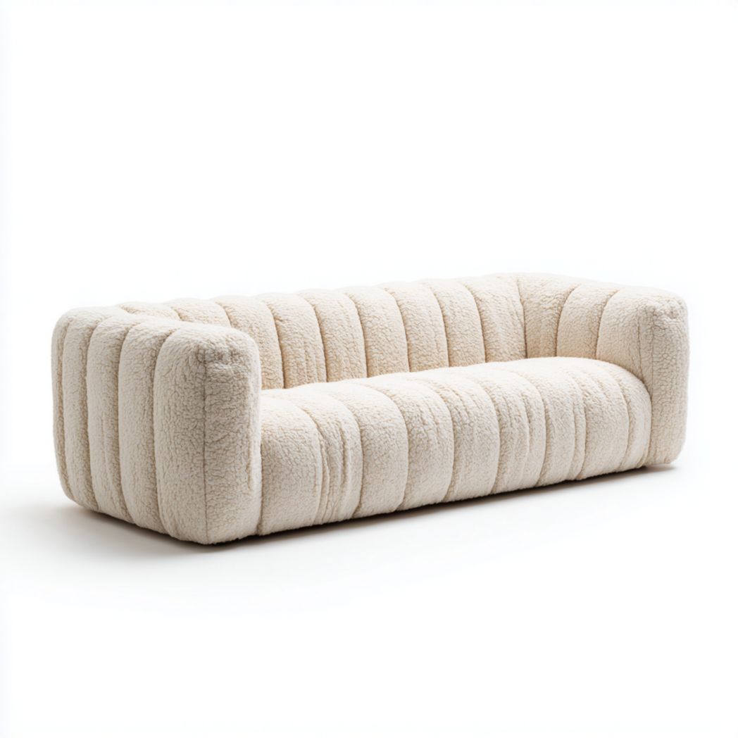 Sofa trzyosobowa z tkaniny beżowej, nogi z drewna bukowego-Allwood Home