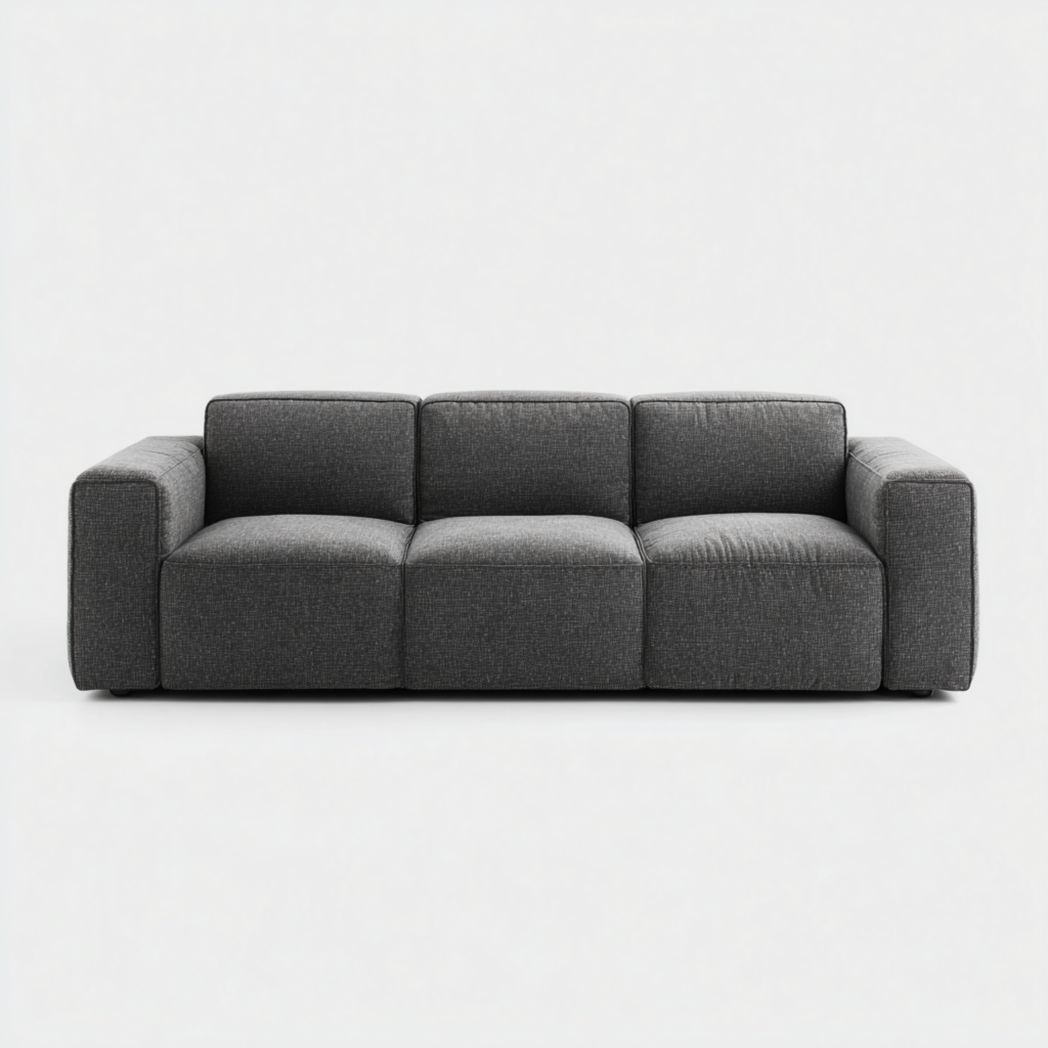 Sofa trzyosobowa z tkaniny szarej ciemnej, nogi z metalu-Allwood Home