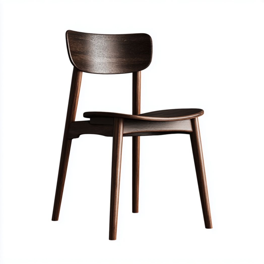 Krzesło z litego drewna orzechowego z profilowanym oparciem i siedziskiem-Allwood Home
