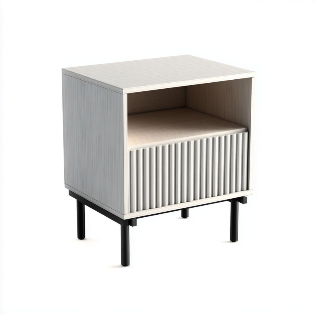 Szafka nocna z litego drewna sosnowego z dwiema szufladami i metalowymi uchwytami-Allwood Home