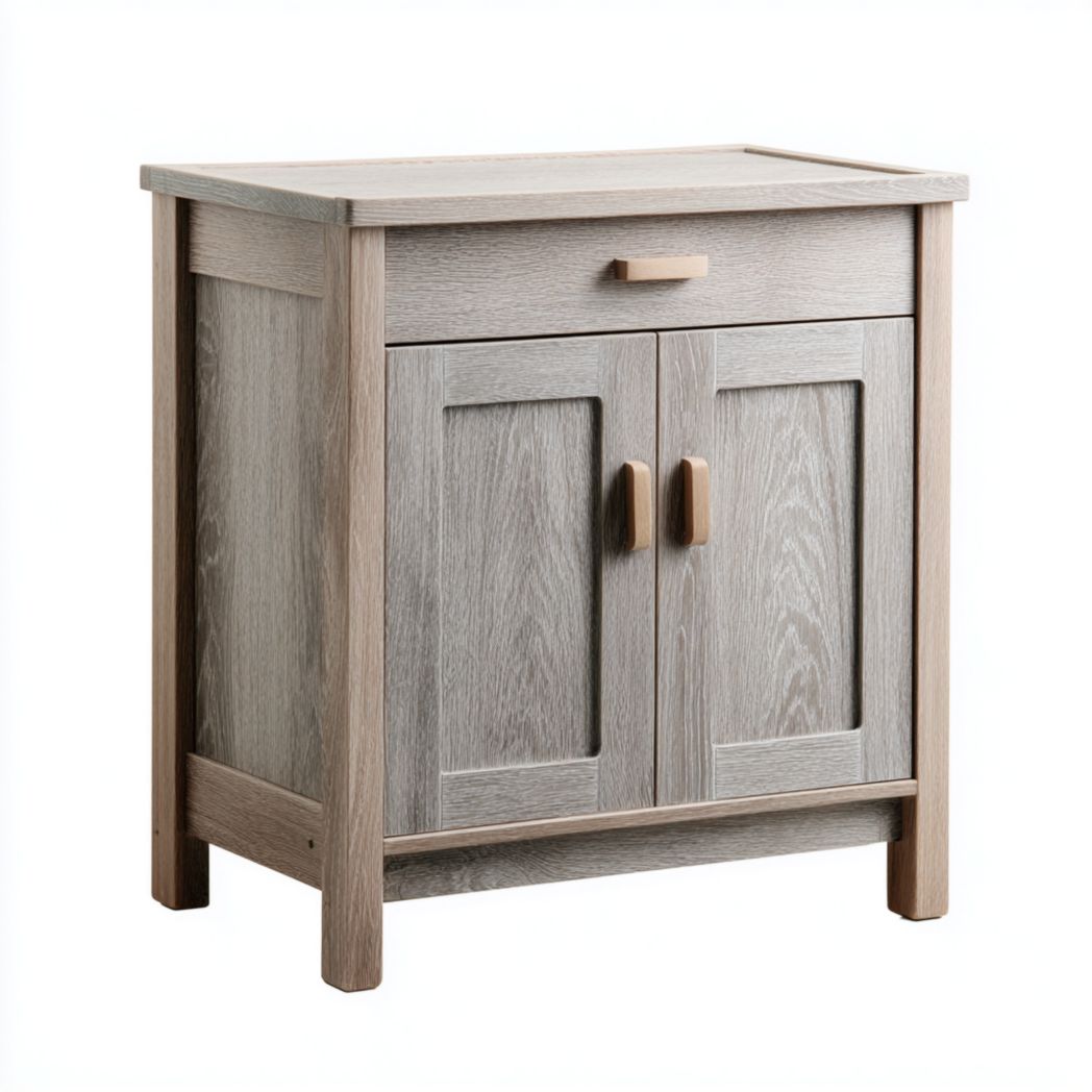 Szafka z 2 Drzwiczkami i 1 Szufladą, Komoda z Płyty Wiórowej w Kolorze Szarym-Simons Patio