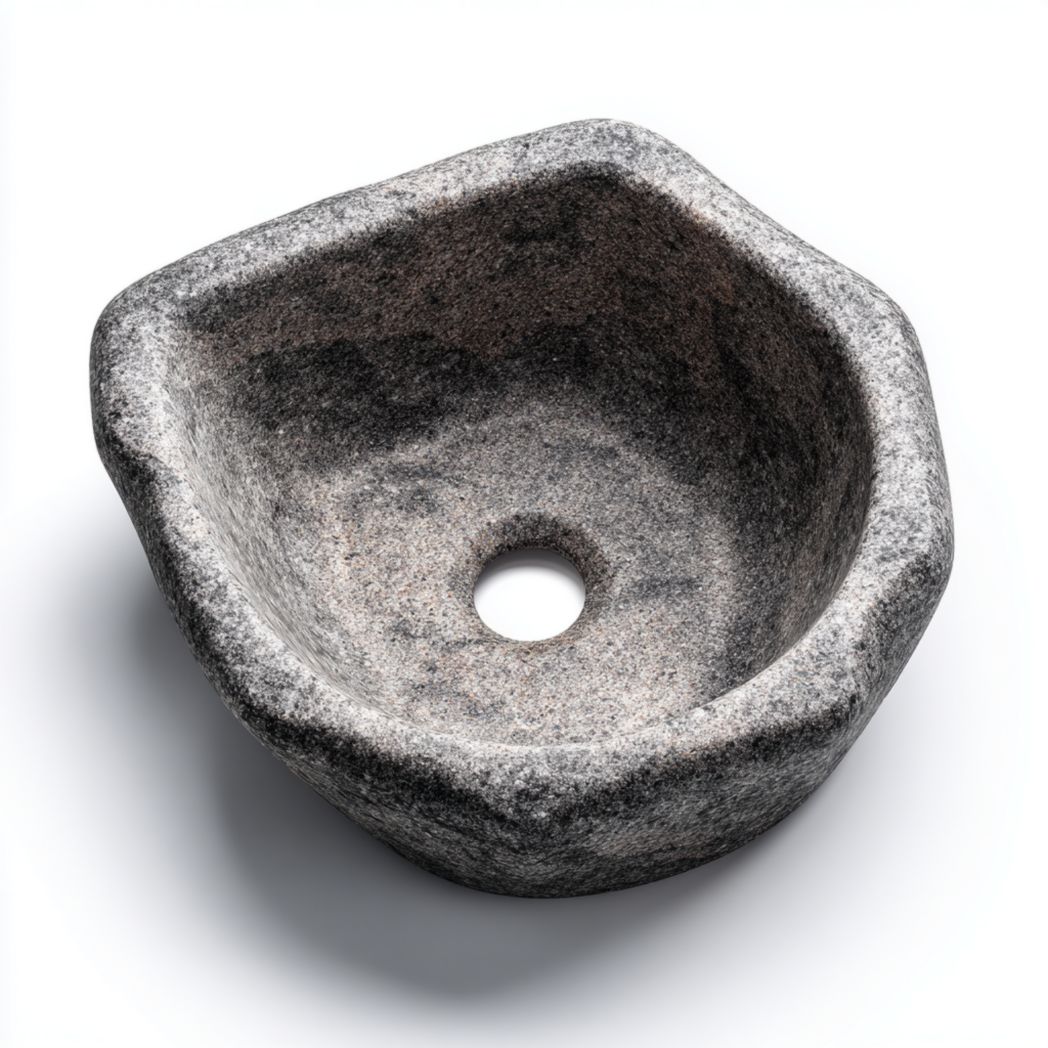 Umywalka nablatowa kamienna, kamień naturalny granit, szary-Simons Patio