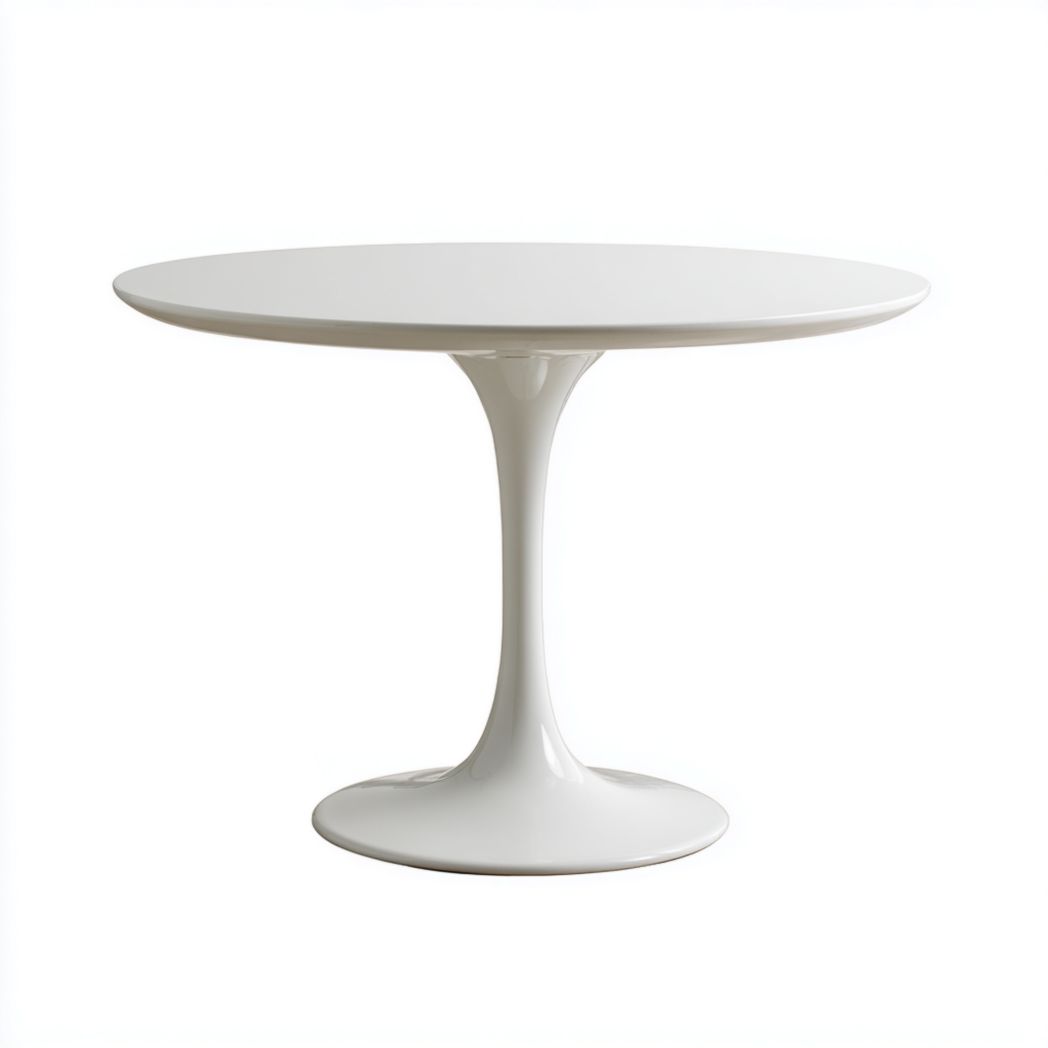 Okrągły stół do jadalni na jednej nodze biały połysk-Simons Patio