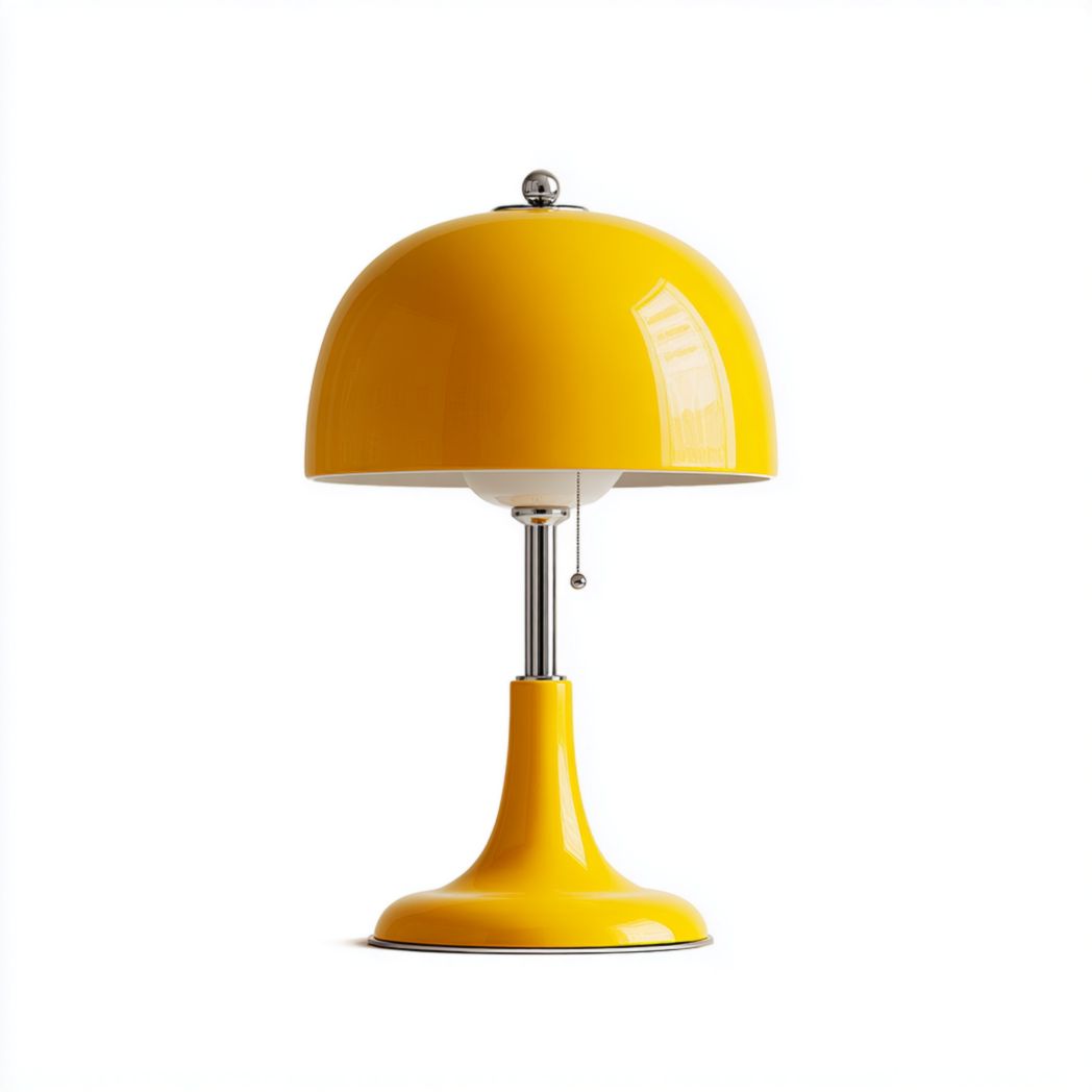Lampa stołowa grzybek w kolorze żółtym z metalową podstawą-Upholstery Design