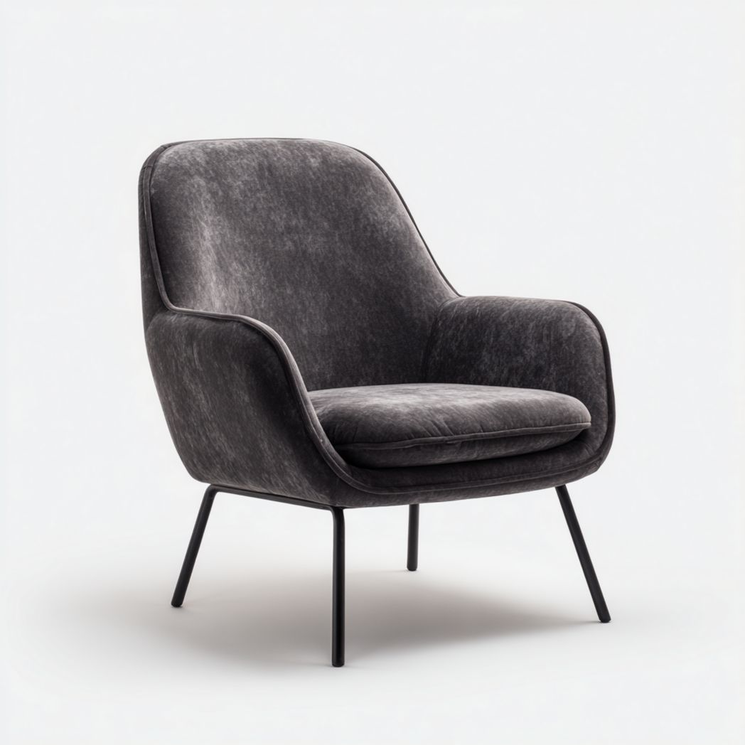 Fotel tapicerowany ciemnoszary z metalowymi nogami-Upholstery Design