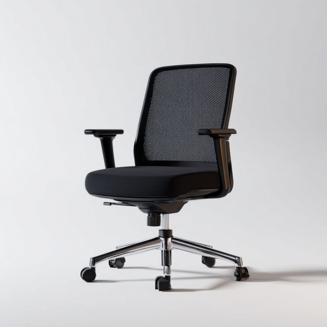 Obrotowe krzesło biurowe z siatką i podłokietnikami czarne-Freedman Office