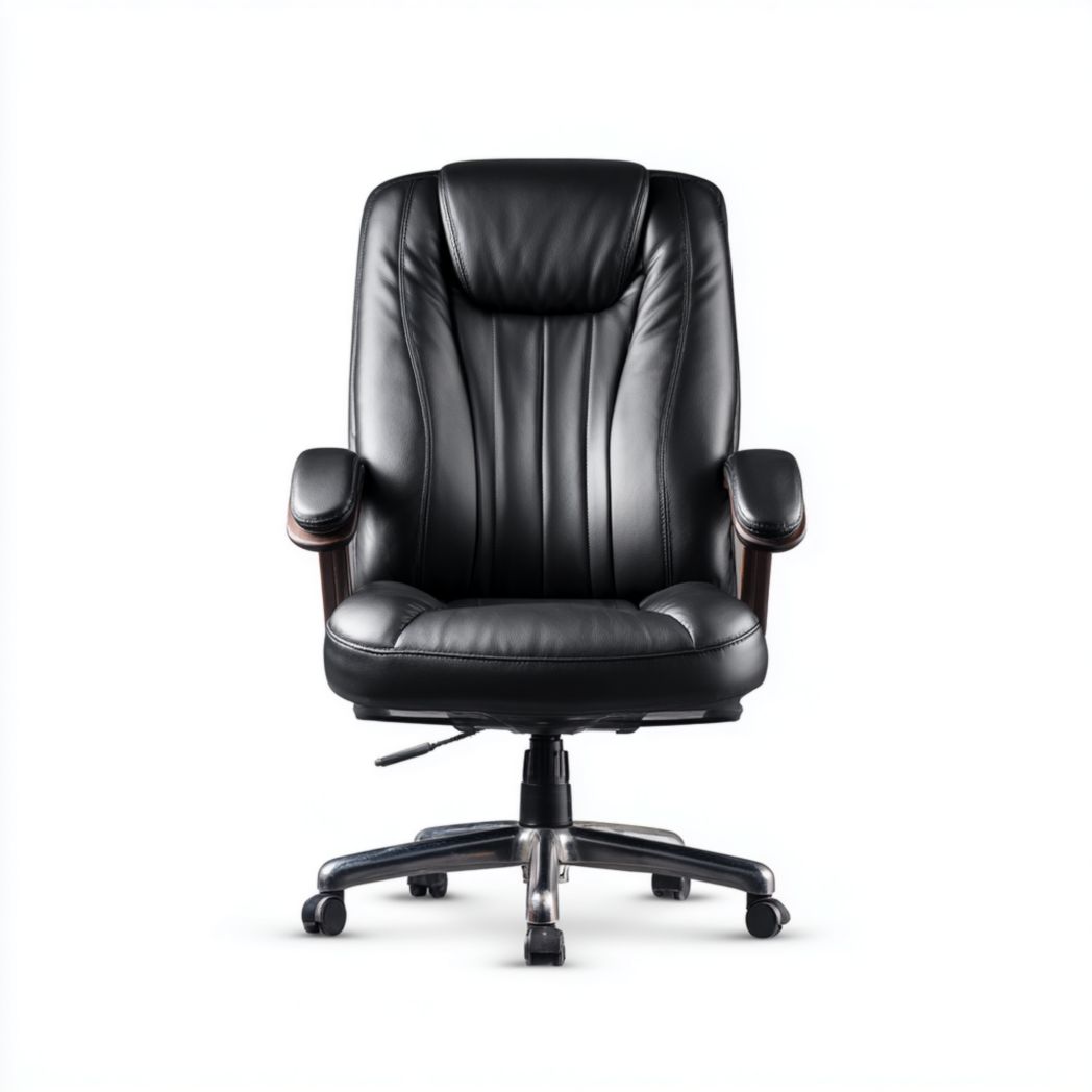 Obrotowe krzesło biurowe ze skóry syntetycznej z podłokietnikami czarne-Freedman Office