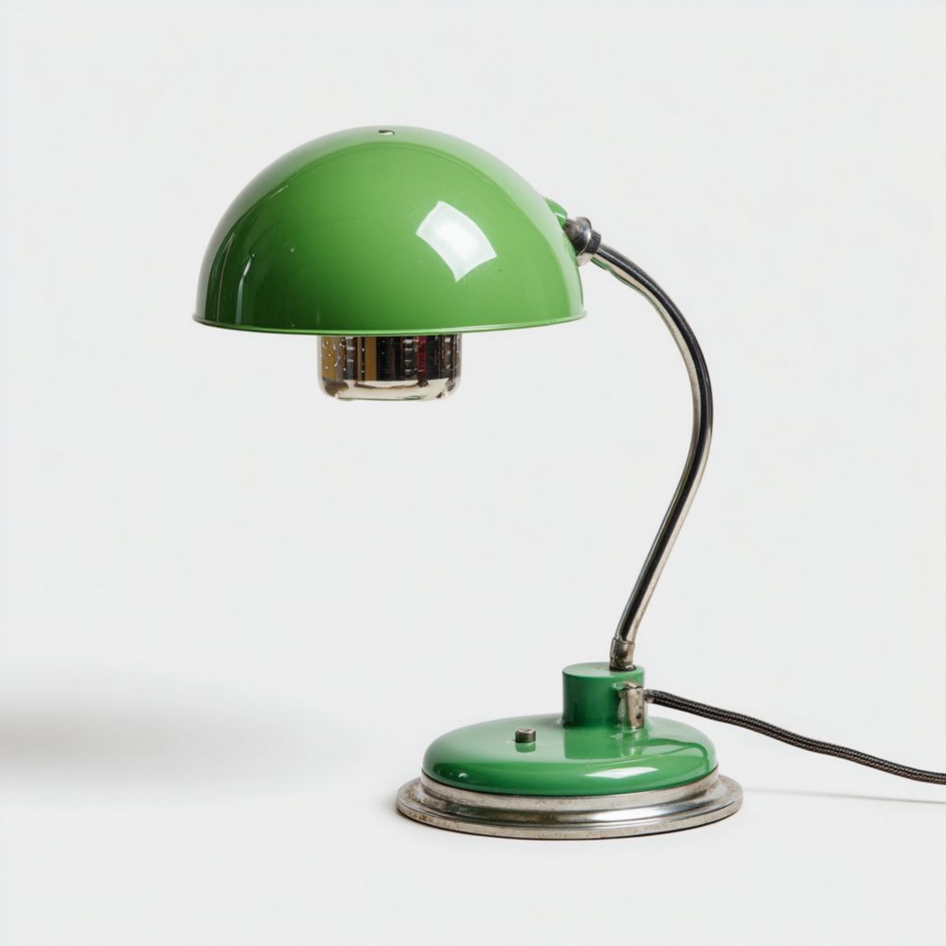 Metalowa lampa biurkowa zielona E27 z regulowanym ramieniem-Freedman Office