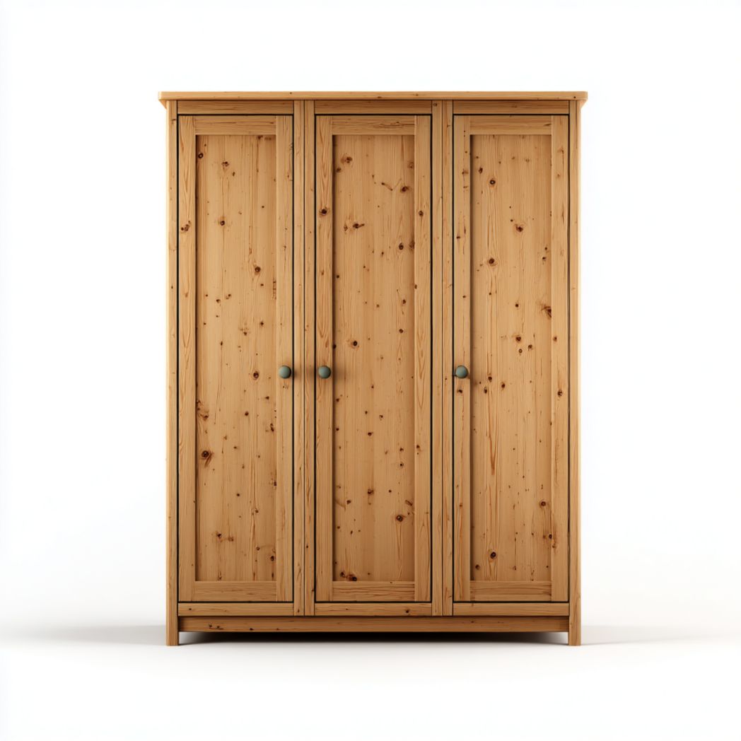 Szafa trzydrzwiowa sosnowa z drewnianymi uchwytami-Freedman Office