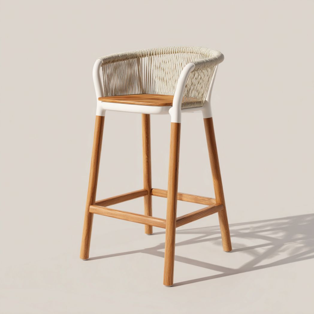 Hoker z drewna dębowego z oparciem i siedziskiem z plecionki-Freedman Office