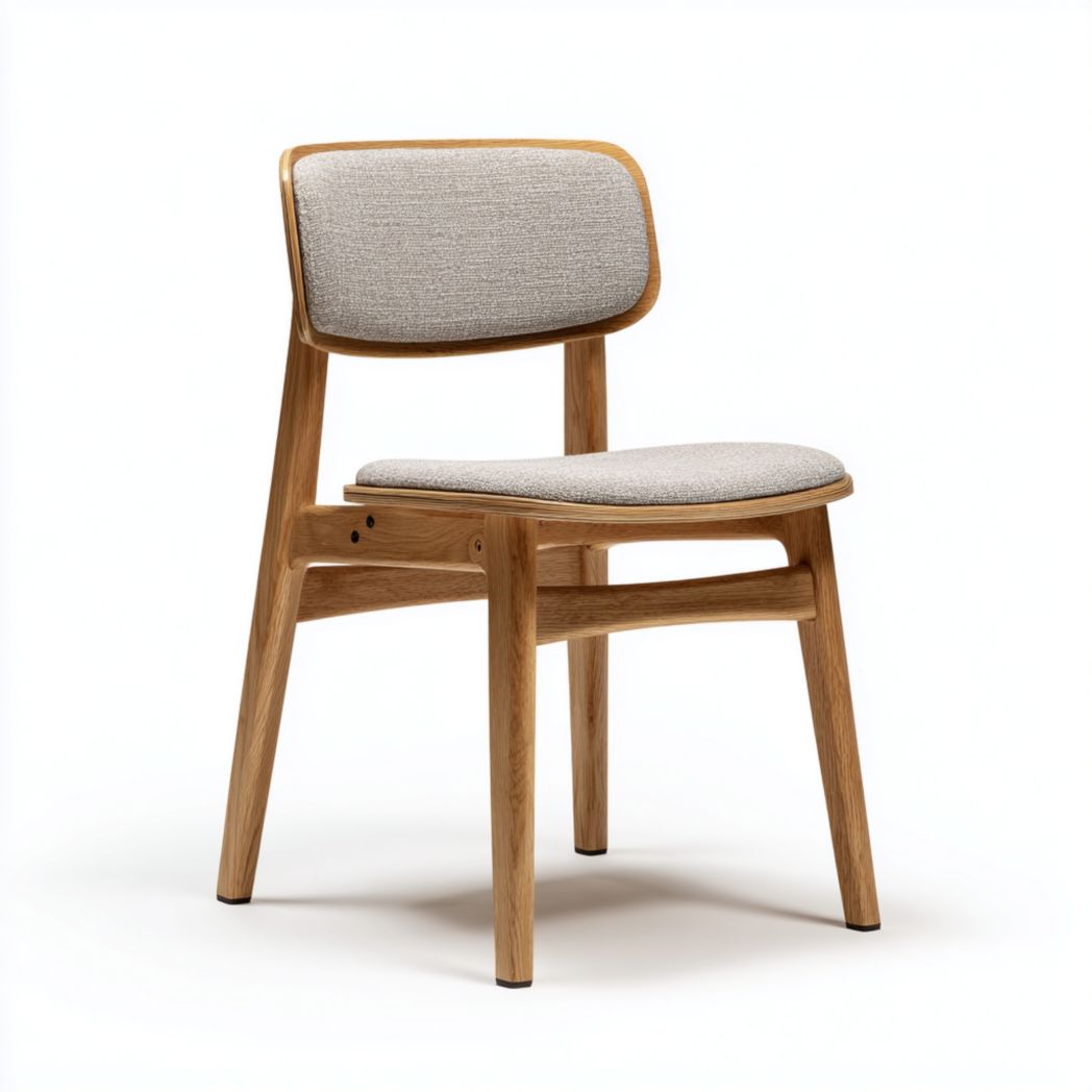 Krzesło dębowe tapicerowane z szarym oparciem i siedziskiem-Freedman Office