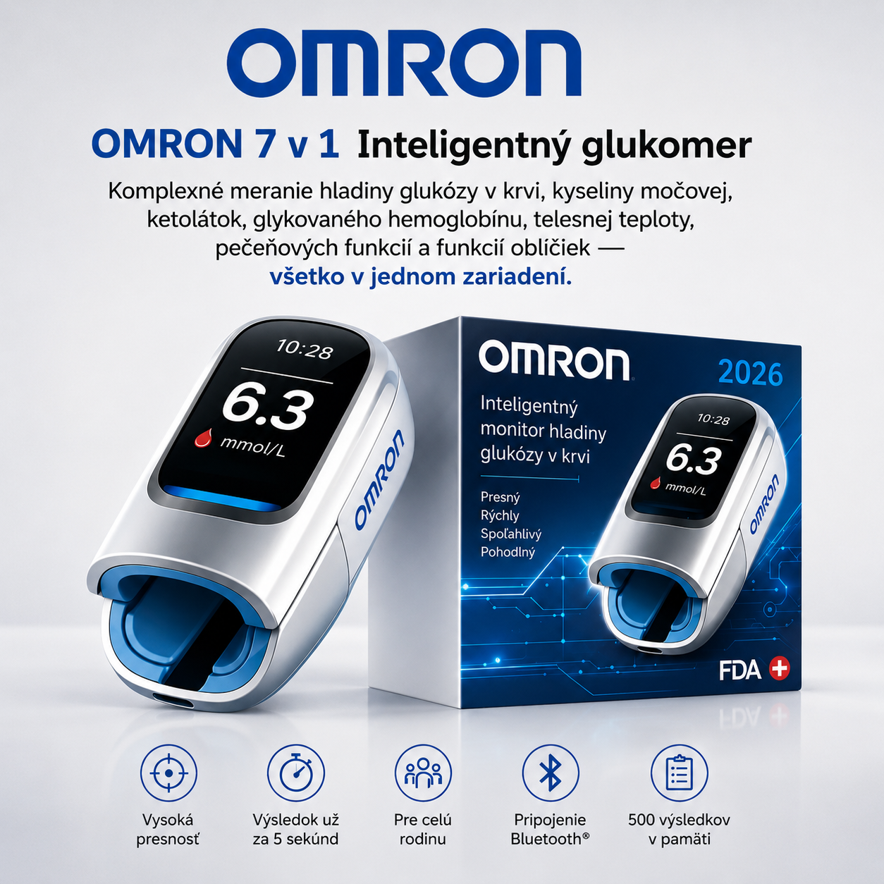 🔥 Koniec z igłami i bólem! | Nieinwazyjny glukometr Omron™ – łatwy i dokładny pomiar poziomu glukozy we krwi, gdziekolwiek jesteś 🔥