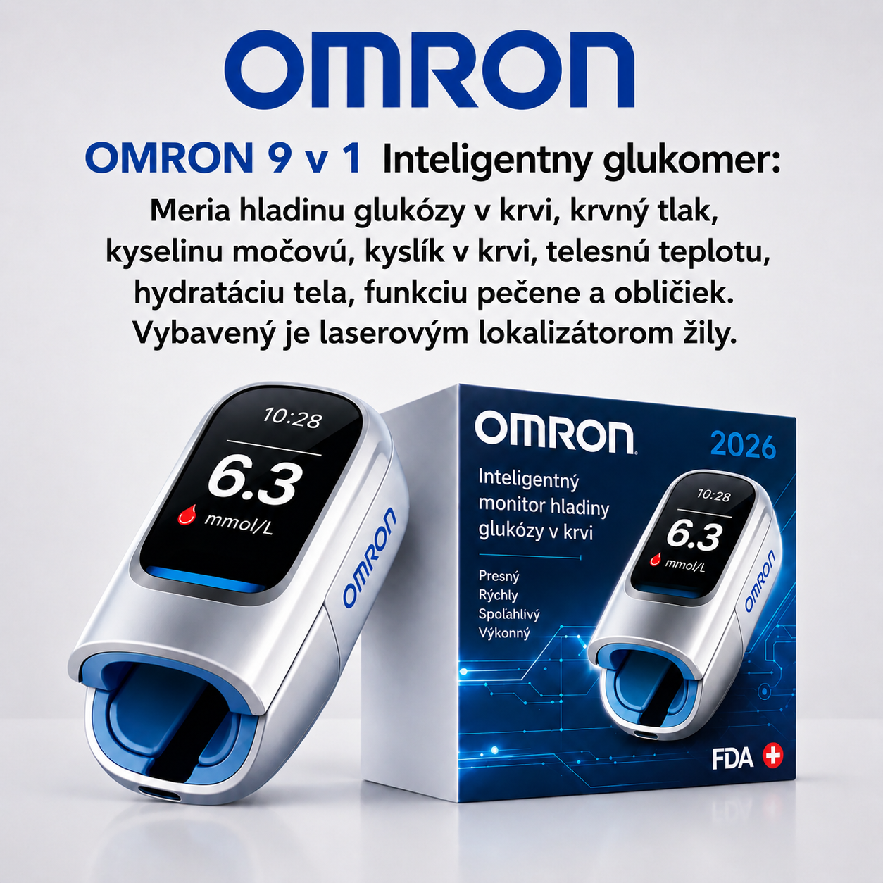 🔥 Koniec z igłami i bólem! | Nieinwazyjny glukometr Omron™ – łatwy i dokładny pomiar poziomu glukozy we krwi, gdziekolwiek jesteś 🔥