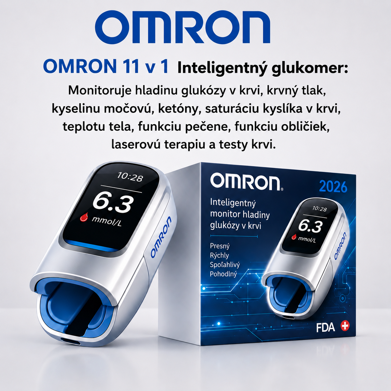 🔥 Koniec z igłami i bólem! | Nieinwazyjny glukometr Omron™ – łatwy i dokładny pomiar poziomu glukozy we krwi, gdziekolwiek jesteś 🔥