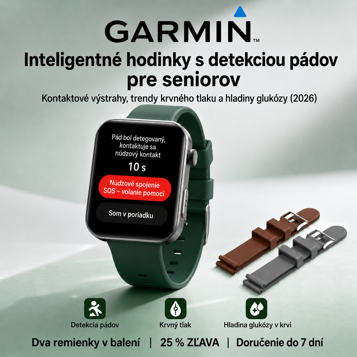 NOVINKA 2026! Smart hodinky Garmin AI – Meranie cukru a tlaku, funkcia volania + 2 remienky ako darček 🎁📞