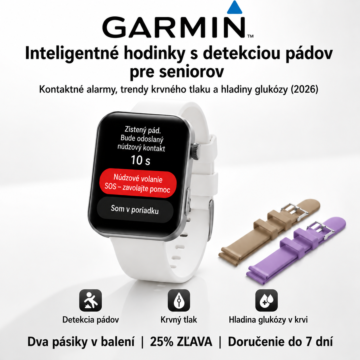 NOVINKA 2026! Smart hodinky Garmin AI – Meranie cukru a tlaku, funkcia volania + 2 remienky ako darček 🎁📞