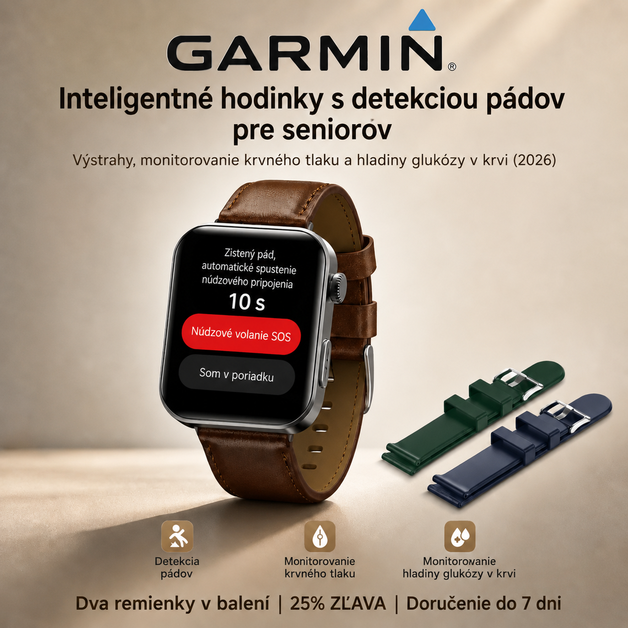 NOVINKA 2026! Smart hodinky Garmin AI – Meranie cukru a tlaku, funkcia volania + 2 remienky ako darček 🎁📞