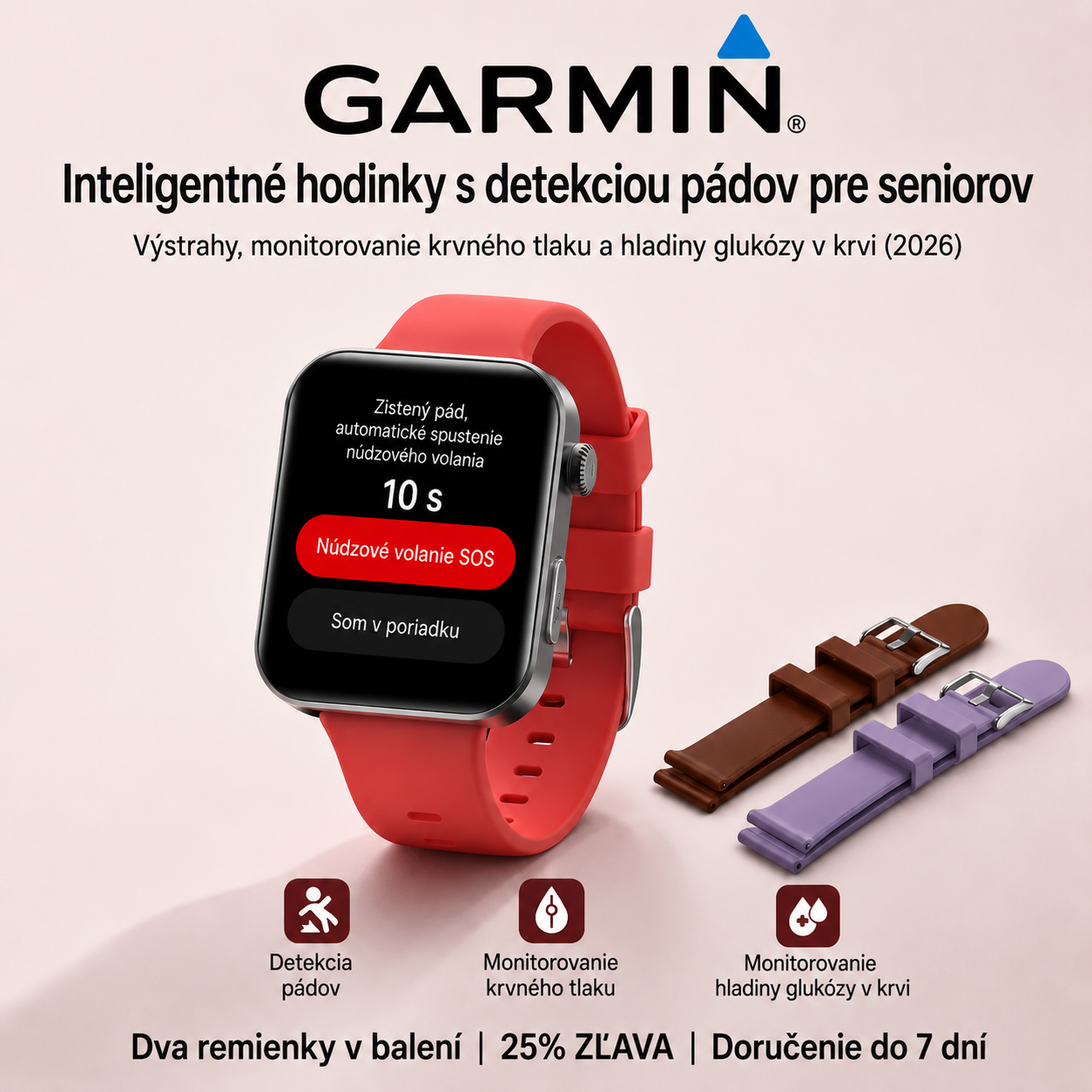 NOVINKA 2026! Smart hodinky Garmin AI – Meranie cukru a tlaku, funkcia volania + 2 remienky ako darček 🎁📞