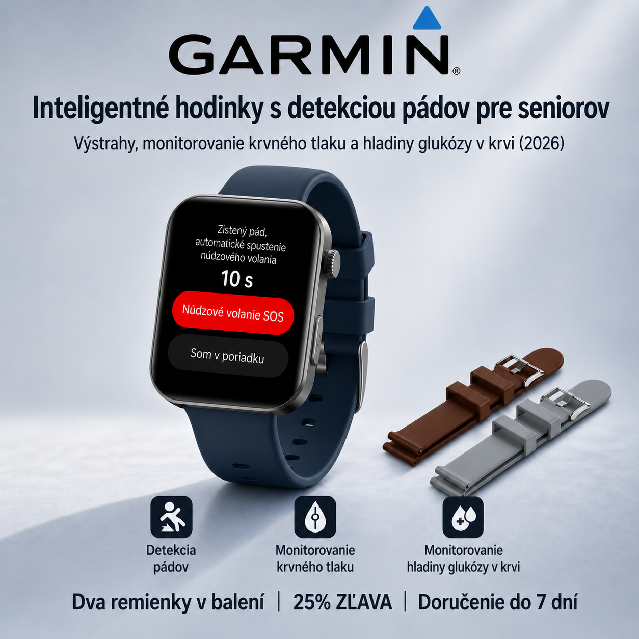 NOVINKA 2026! Smart hodinky Garmin AI – Meranie cukru a tlaku, funkcia volania + 2 remienky ako darček 🎁📞