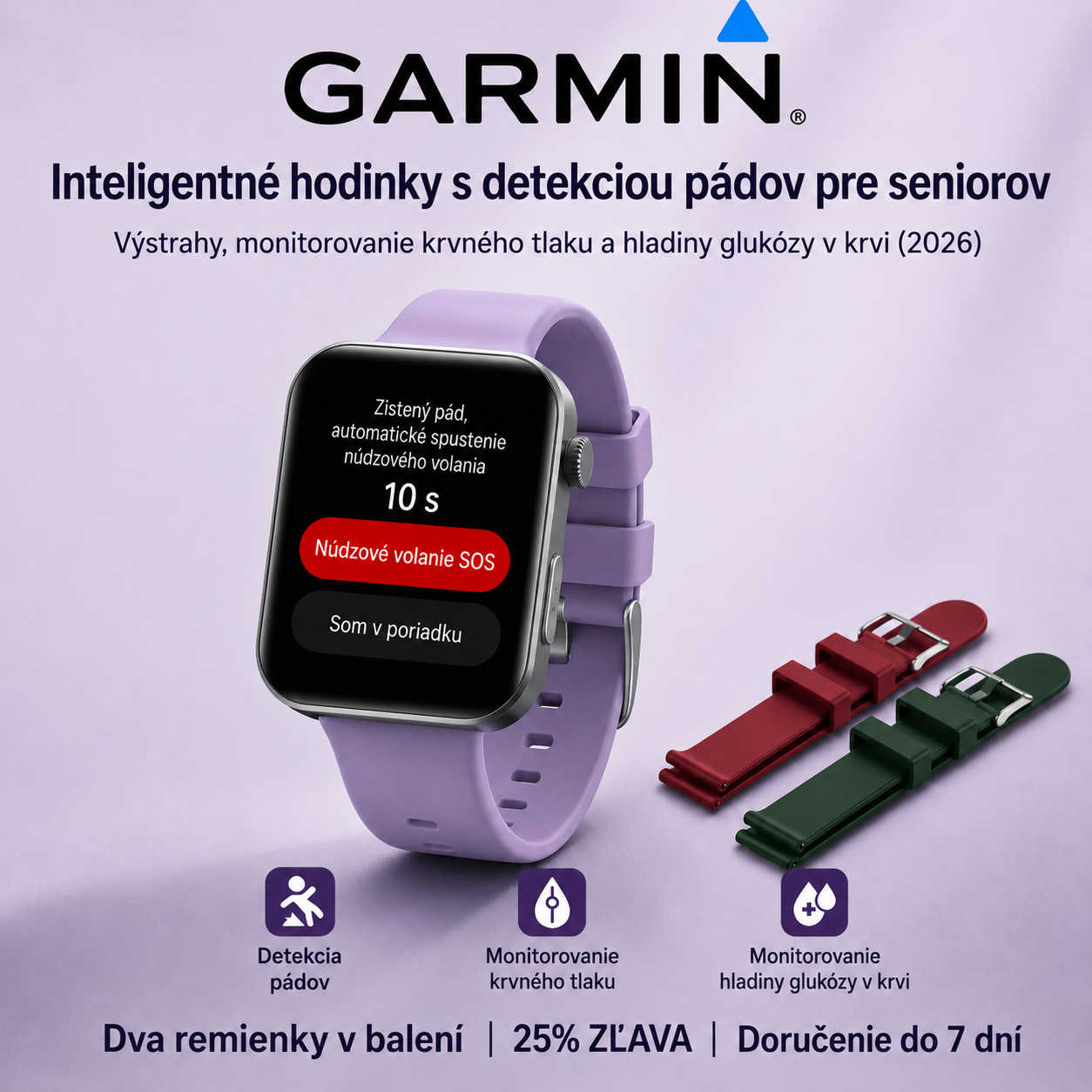 NOVINKA 2026! Smart hodinky Garmin AI – Meranie cukru a tlaku, funkcia volania + 2 remienky ako darček 🎁📞
