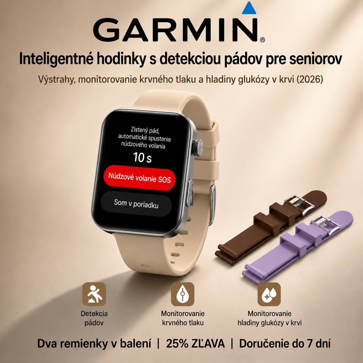 NOVINKA 2026! Smart hodinky Garmin AI – Meranie cukru a tlaku, funkcia volania + 2 remienky ako darček 🎁📞