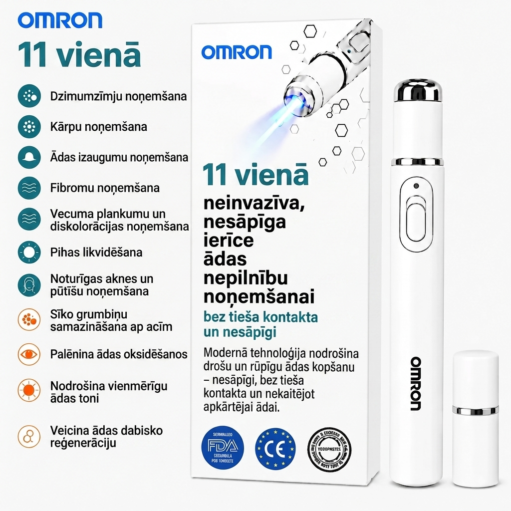 Omron™ daudzfunkcionālā pildspalva dzimumzīmju noņemšanai uz visa ķermeņa – jaunākais 2026. gada modelis, nesāpīgs un neinvazīvs risinājums ādas kopšanai. Tā ļauj ātri noņemt dzimumzīmes ērti no jūsu mājām, turklāt pilnīgi bez rētām. Ražots ASV.