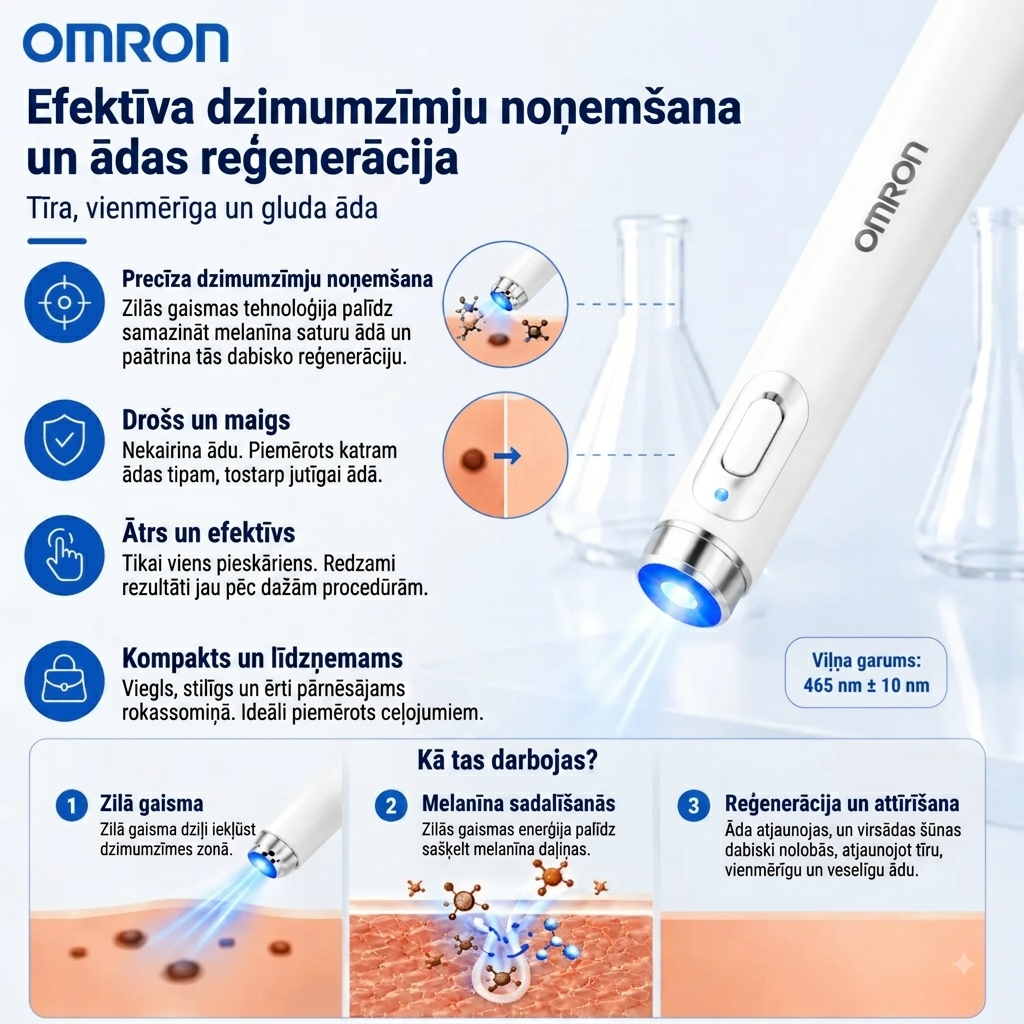 Omron™ daudzfunkcionālā pildspalva dzimumzīmju noņemšanai uz visa ķermeņa – jaunākais 2026. gada modelis, nesāpīgs un neinvazīvs risinājums ādas kopšanai. Tā ļauj ātri noņemt dzimumzīmes ērti no jūsu mājām, turklāt pilnīgi bez rētām. Ražots ASV.