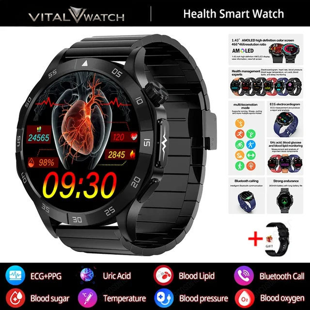VITAL WATCH inteligentné hodinky 2026 ⌚️ Prehľad o vašom zdraví každý deň – jednoducho a spoľahlivo 🏃‍♂️  Sledujte srdcovú frekvenciu ❤️, spánok 🌙 a dennú aktivitu v reálnom čase. Elegantný dizajn, dlhá výdrž batérie a Bluetooth hovory – všetko, čo potr